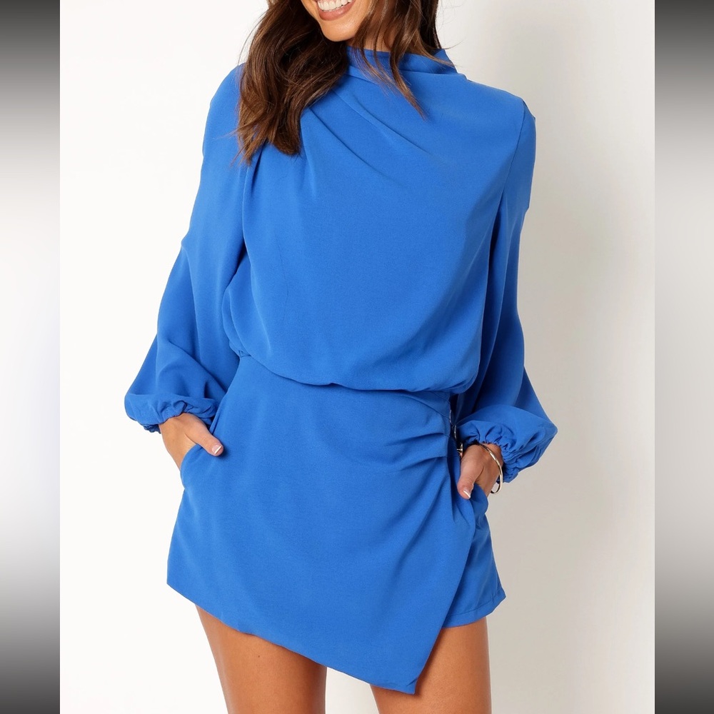 Galen long sleeve romper Paris blue